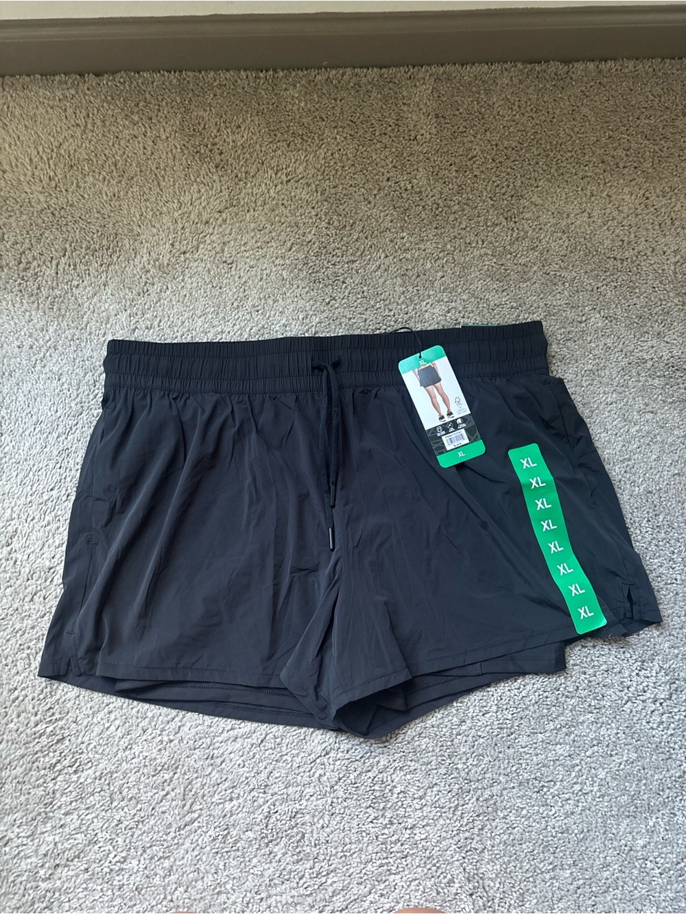 Spyder Black Athletic Shorts with Green Tag